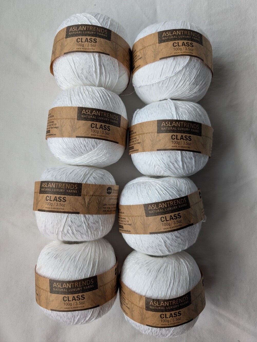 Aslan Trends Class White Cotton Viscose Marled Yarn - 8 Balls